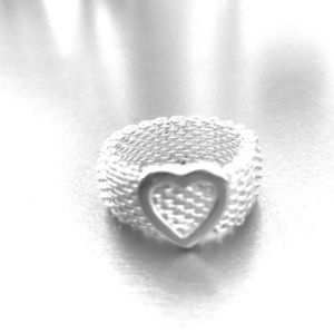 Designer Inspired 9.25 Sterling  Heart Mesh Ring
